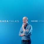 A picture of the GAEA Talks Host, Graeme Scott and the GAEA Talks Logo and HumanX logo